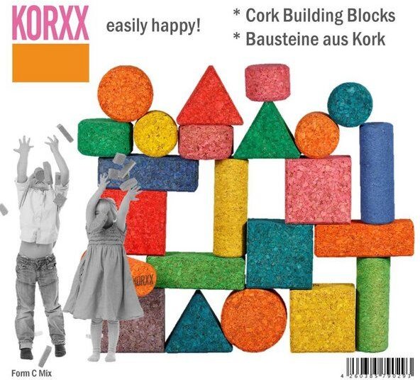 Kork-Deko Bauklötze aus Kork | KORXX Form C-Mix | 28-teilig | leise, leicht & natürlich!