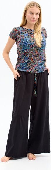 Weite Damenhose Lazy – Bio-Baumwolle – Schwarz oder farbenfroher KOKOworld-Print – mit Taschen & elastischem Bund – für ...