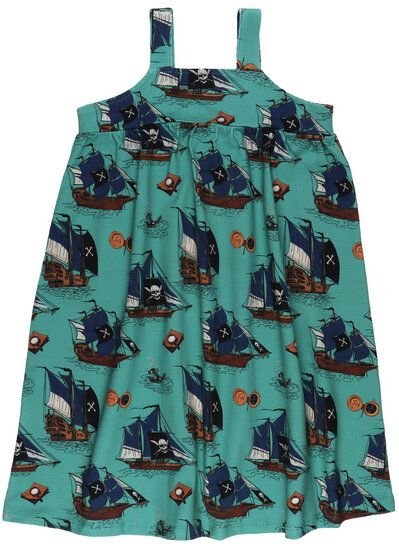 Öko-Friendly Pirate Ships Dress in Grün - 95% Bio-Baumwolle, GOTS-zertifiziert – Walkiddy