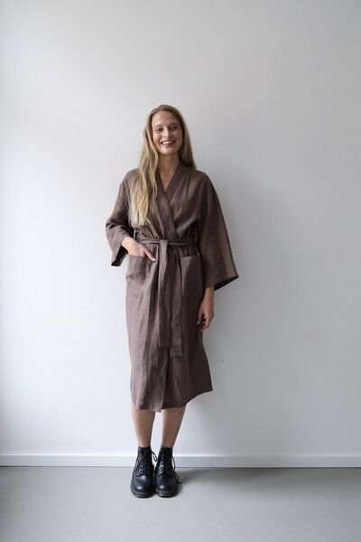 gust. Leinen-Kimono-Kleid - Linen kimono dress Maxi - 100% Bio-Leinen