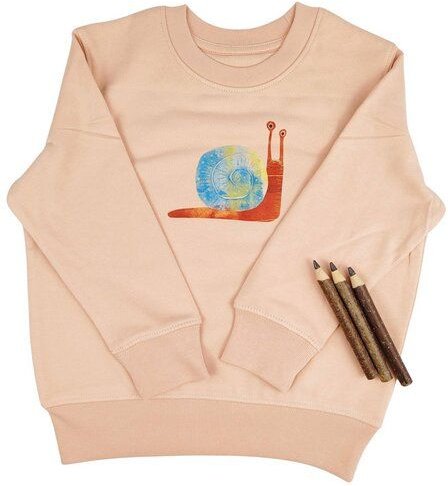 Meladi Kinder Sweater aus Biobaumwolle - Schnecke auf Creme Latte