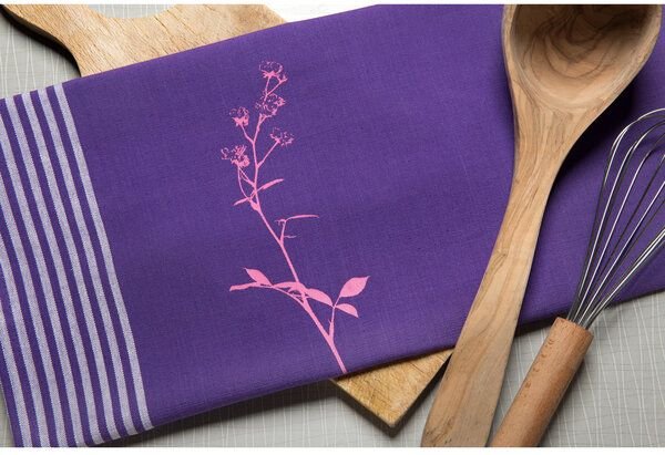 Hirschkind Bio & Fair-Trade-Geschirrtuch "Strauchrose" lila