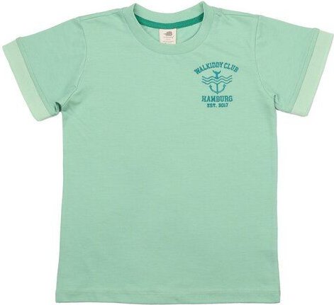 Kinder T-Shirt GOTS-zertifiziert aus Bio-Baumwolle, hellgrün „Meadow“, kurzarm mit kleinem Brustprint – Walkiddy, weich ...