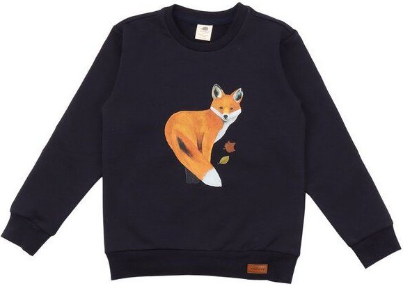 Kinder Sweatshirt GOTS zertifiziert Bio-Baumwolle, Dunkelblau, Fuchs-Motiv, Walkiddy