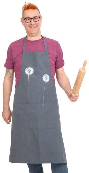 Hirschkind Handgewebte graue Fair-Trade & Bio-Kochschürze "Pusteblume"