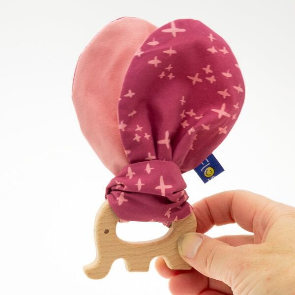 Flosinn Knisterohren Baby mit Beißring Vogel oder Elefant. Bio-Greifling als Geburtsgeschenk