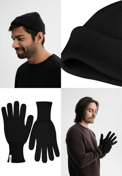 MELA Bundle Feinstrick Mütze kurz LESH + Strick Handschuhe RISHI