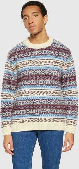 KnowledgeCotton Apparel Strickpullover - Knitted Fair Isle Crew Neck- aus Bio-Wolle