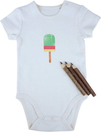 Meladi Kinder Baby-Body aus Biobaumwolle - Eis am Stiel auf Natural Raw