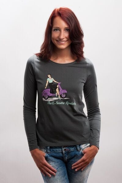 108 Degrees E-Scooter Longsleeve grau, GOTS