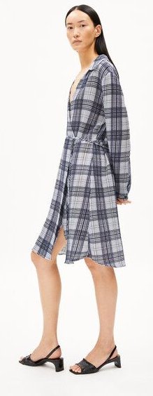 Thumbnail - ARMEDANGELS FEMAALE CHECK - Damen Webkleid aus Bio-Baumwoll Mix