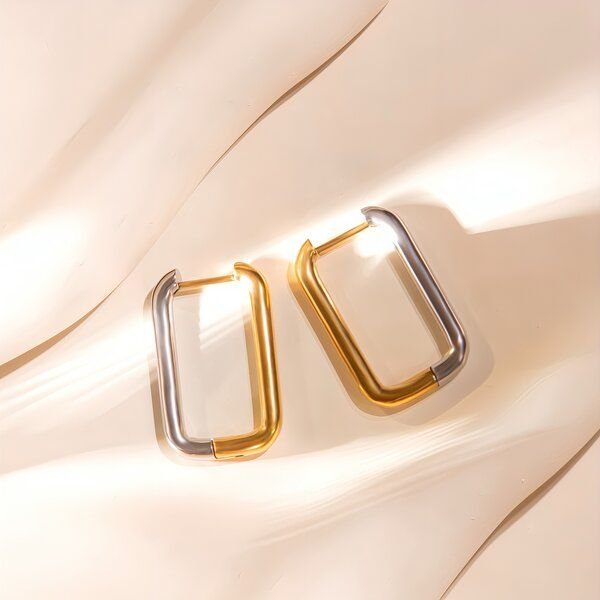 ELEKTROPULLI Längliche Bold Creolen Gold Silber Mix, 30mm