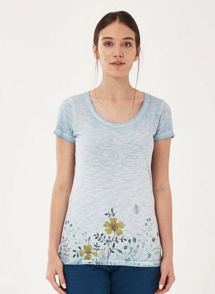 ORGANICATION Garment Dyed T-Shirt aus Bio-Baumwolle mit Blumen-Print