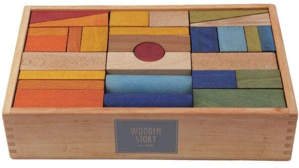 Wooden Story Bauklötze XL - 63 Teile im Holzkasten