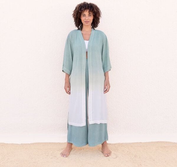 SATYA - JAYA-UNIQUE Serie - Damen - Kimono aus Ecovero, handgefärbt in Tie-Dye oder Farbverlauf in Bali