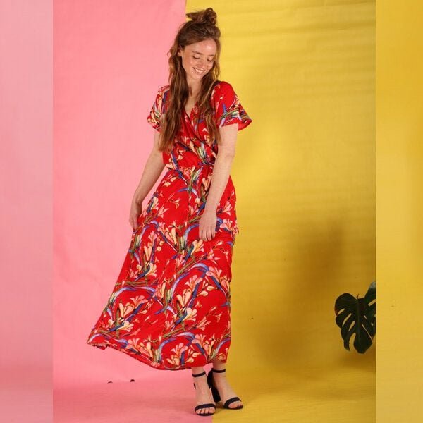 ManduTrap Rot gemustertes Sommerkleid Hanita