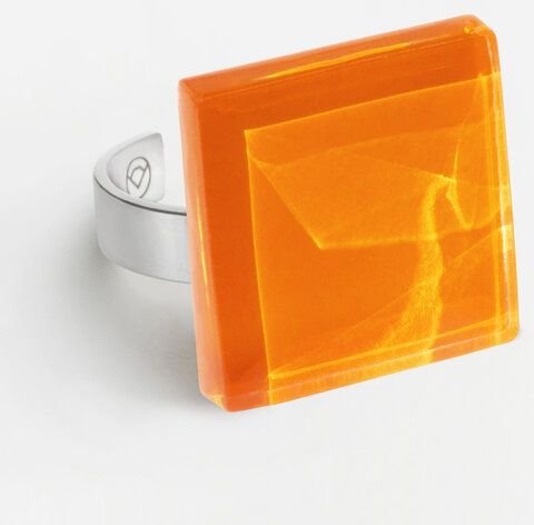 ALEXASCHA Geometrischer Statement Ring aus Glas | PUREFORM