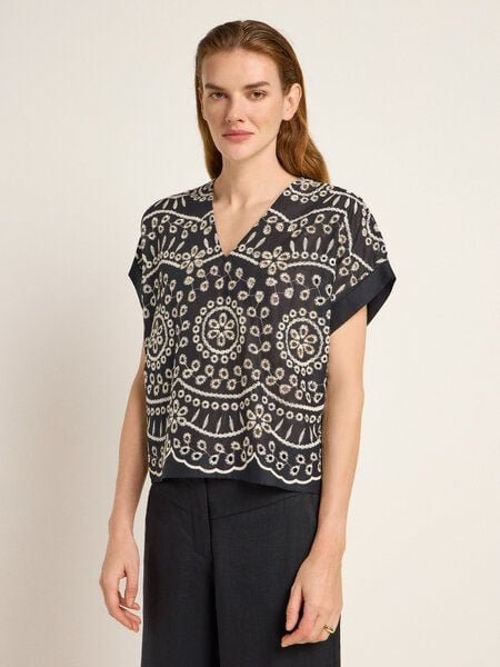 LANIUS Blusenshirt (OCS) mit Stickerei aus Bio-Baumwolle