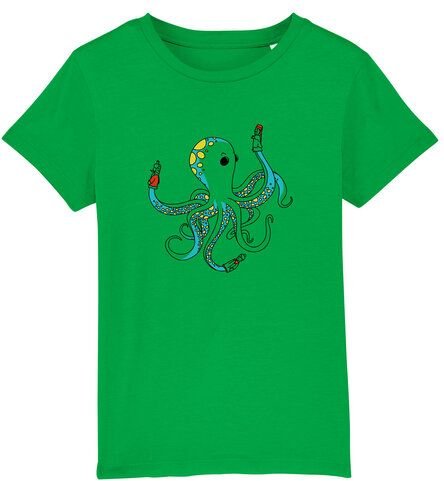 Spangeltangel Kinder-T-Shirt "Oktopus", bedruckt, Biobaumwolle