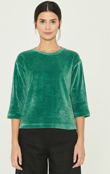 ORGANICATION Samtbluse aus Bio-Baumwolle und Recyceltes Polyester mit Stickerei