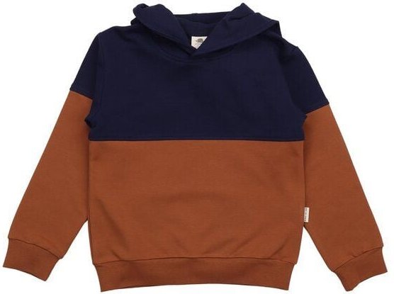 Kinder Kapuzenpullover GOTS-zertifiziert aus Bio-Baumwolle zweifarbig navy-braun – Walkiddy