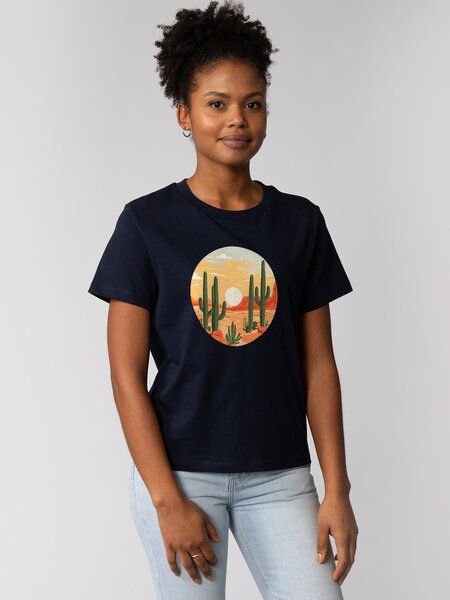 watapparel T-Shirt Frauen Sonnenuntergang in der Wüste