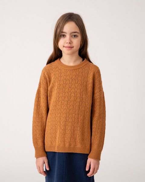 Matona Gestrickter Pullover mit Lochmuster für Kinder aus recycelter Wolle / Lace Sweater