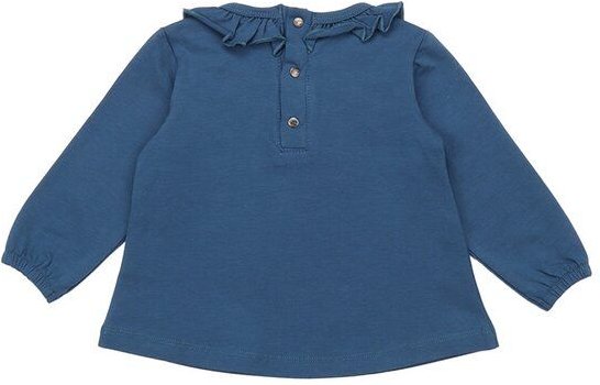 Kinder Rüschenbluse Navy GOTS-zertifiziert aus Bio-Baumwolle, langarm, Knopfleiste hinten – Walkiddy, weich & alltagstau...