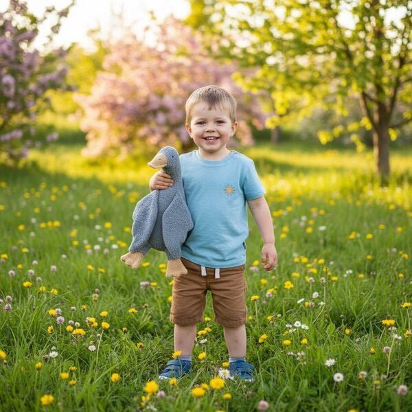 Efie Bio-Kuscheltier Gans groß grau – Bio Baumwolle (KBA), recycelte Füllung, waschbar & Allergiker geeignet – nachhalti...