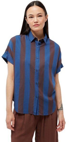 Givn Berlin Kurzarm-Bluse Sarah Blazing Blue-Chocolate Brown Stripes