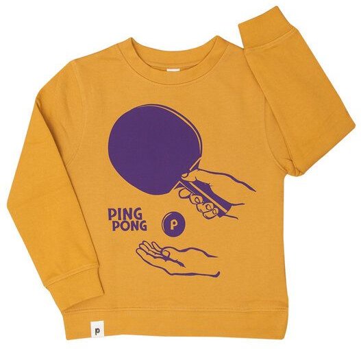 päfjes Ping Pong Tischtennis - Kinder Bio Sweater - Organic Cotton - Gelb