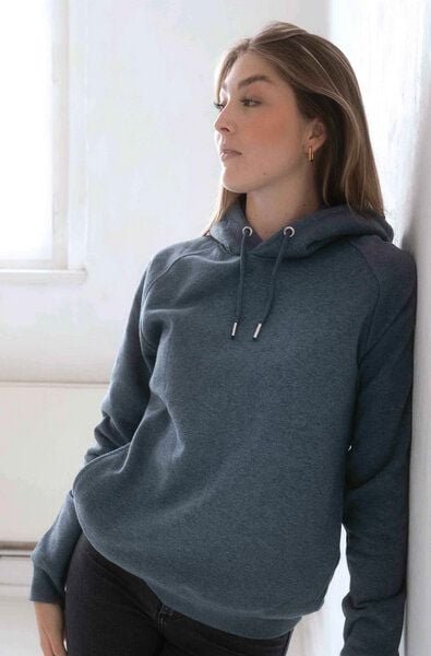 Thumbnail - Kultgut Biofair - Weicher Kapuzenpullover mit seitlichen Einschubtaschen/ Denimblue