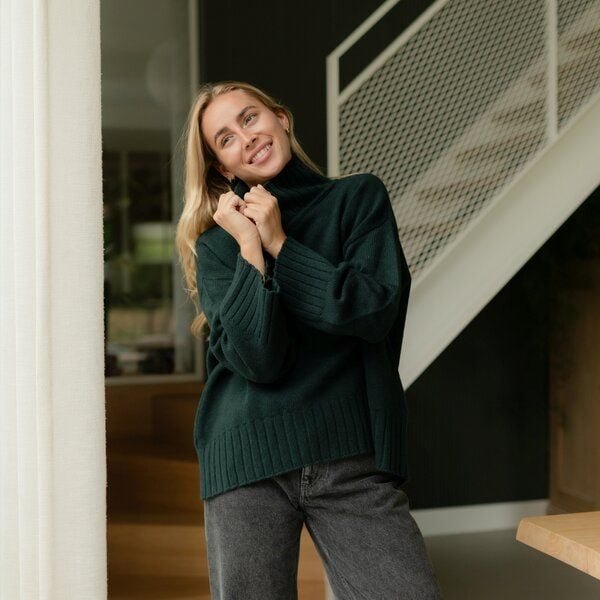 NORDLICHT Grobstrick Rollkragenpullover Mina aus 100% recycelter Wolle