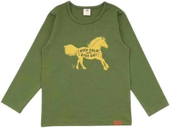 Walkiddy Bio-Baumwolle Langarm-Shirt Shire Horses in Grün - Nachhaltige, Allergikerfreundliche & Tierschutz-bewusste Mod...