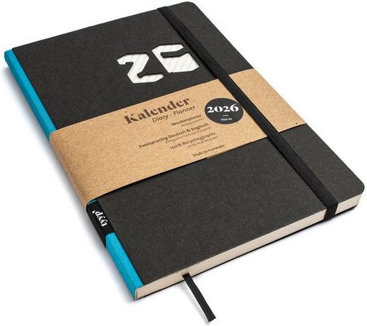 tyyp Taschenkalender 2026 A5 – Kalender aus Recyclingpapier mit schwarzem Cover, fair & vegan