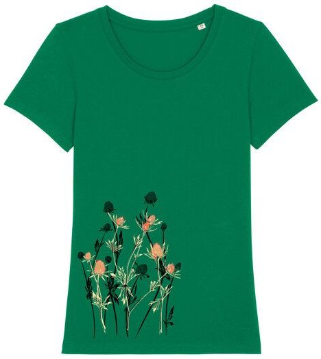 Spangeltangel Damenshirt mit Distel-Motiv aus Bio-Baumwolle, Natur-Motiv