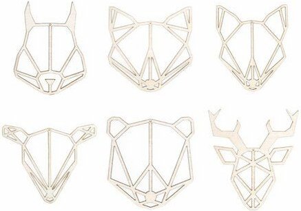 BeWooden 6St.Weihnachtsdekoration aus Holz "Tiere" / 2 verschiedene Farben