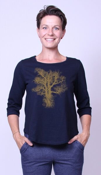 Peaces.bio - handbedruckte Biomode Bio-Damen-3/4 Arm Shirt Chestnut