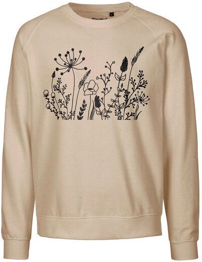 HANDGEDRUCKT "Wilde Wiese" Unisex Sweatshirt aus reiner Biobaumwolle (kbA)