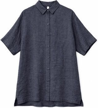 Mazine Kurzarm Hemdblusenkleid aus 100% Leinen