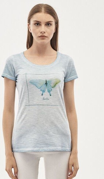 ORGANICATION Garment Dyed T-Shirt aus Bio-Baumwolle mit Schmetterling-Print