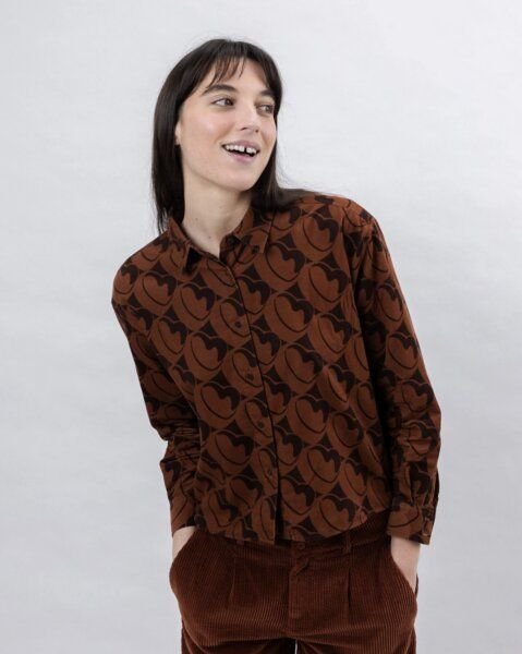 Brava Fabrics Bombon Babycord Boxy Bluse Braun