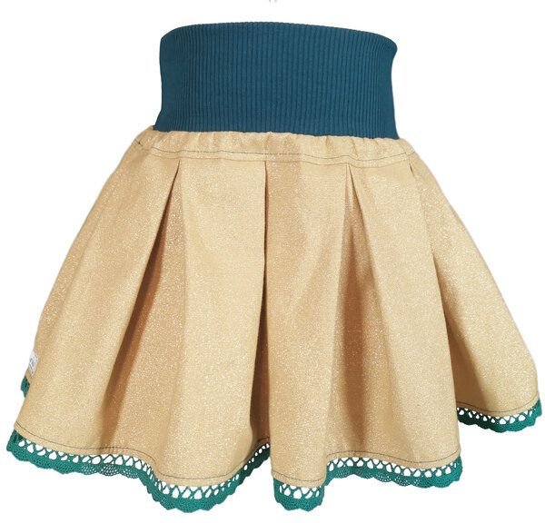 liebewicht Faltenrock Rock gold Glitzer für Mädchen aus Biobaumwolle