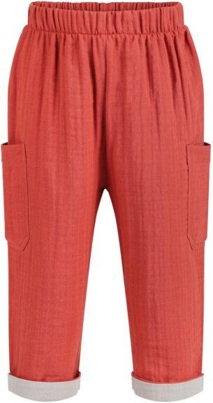 Mababu Zweifarbige Musselin-Hose | GOTS-zertifiziert | Bio-Baumwolle | Lockere Passform