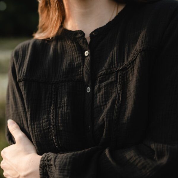 NORDLICHT Musselin Bluse Emi-Langarm aus 100% Bio-Baumwolle