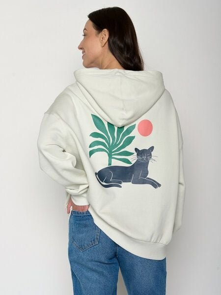 GREENBOMB Panther Leaves Mello - Lässiger Hoodie aus Bio-Baumwolle / hochwertiger Print / GOTS / Fair & Vegan