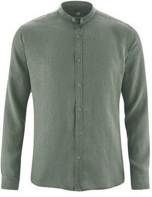 HempAge Herren Schlichtes Stehkragenhemd aus reinem Hanf