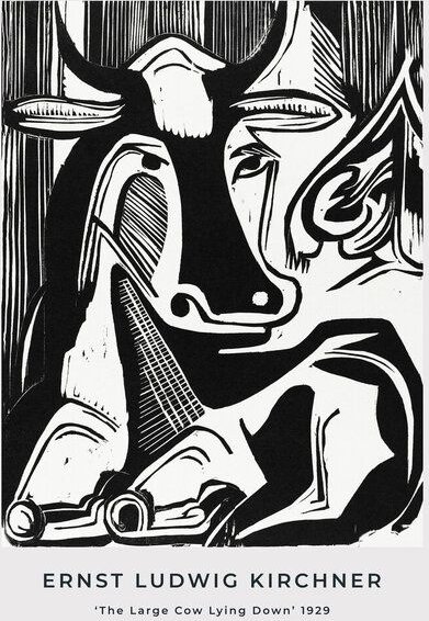 Photocircle Poster / Leinwandbild - Die große Kuh im Liegen von Ernst Ludwig Kirchner