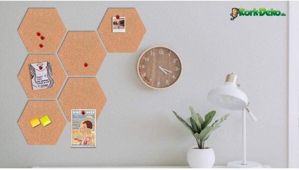 Kork-Deko Kork Fliesen | Hexagone aus Kork Wanddeko, Pinnwand | selbstklebend