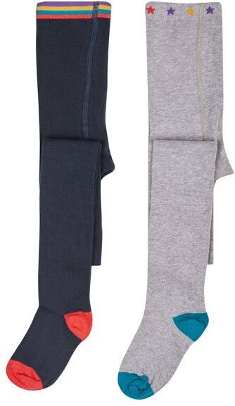 Frugi Strumpfhosen in Zweierpack in hellgrau und indigo